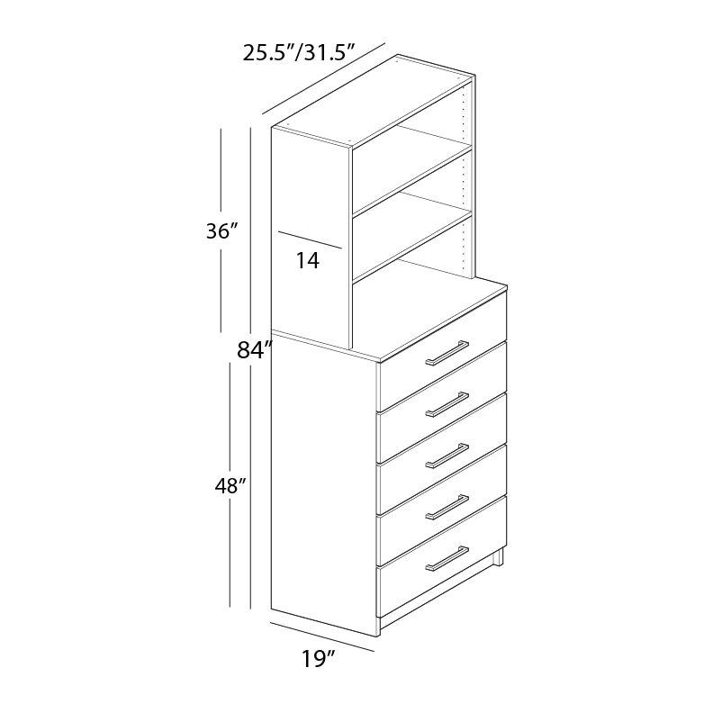 5 Drawer Hutch Tower - Image 17